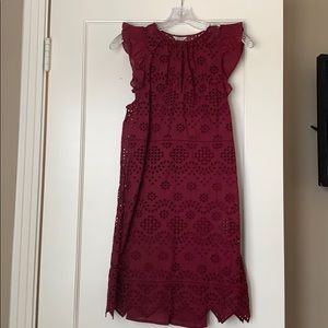 St. Roche eyelet dress in wine color.
